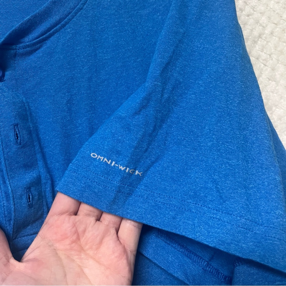 Mens Columbia Short Sleeve Tee Shirt Omni Wick Buttons Loghtweight Blend Sz XL - Picture 5 of 6